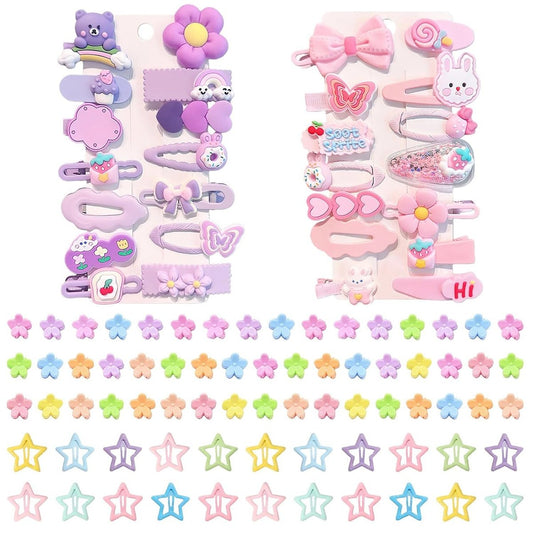 100 Stück Haarspangen für Mädchen – Süße Haar-Accessoires für Kinder, Kleinkinder und Teenager, Mini-Haarspangen mit verschiedenen Mustern