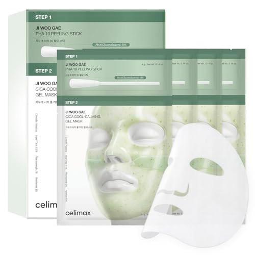 celimax Cica PHA Peel 2-Schritt Gel-Maske (4 Stück) | PHA 10% Peeling-Stick & Cica Kühl-Gel-Maske, Sanfte Hauterneuerung, Porenverfeinerung, Beruhigende Pflege