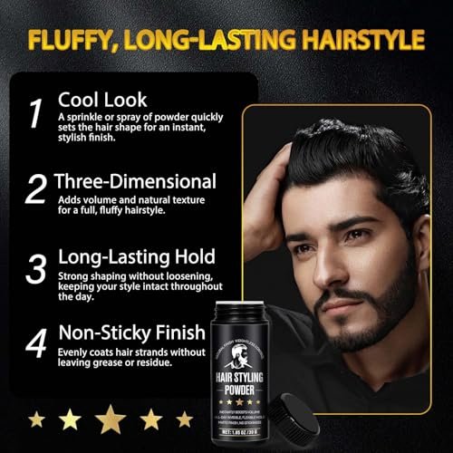 LEISGOTO Haarstyling-Puder, Haar-Textur-Puder für Männer, verleiht Volumen und Textur, unsichtbarer, flexibler Halt, langanhaltend, mattes Finish, keine Klebrigkeit 30g