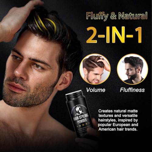 LEISGOTO Haarstyling-Puder, Haar-Textur-Puder für Männer, verleiht Volumen und Textur, unsichtbarer, flexibler Halt, langanhaltend, mattes Finish, keine Klebrigkeit 30g