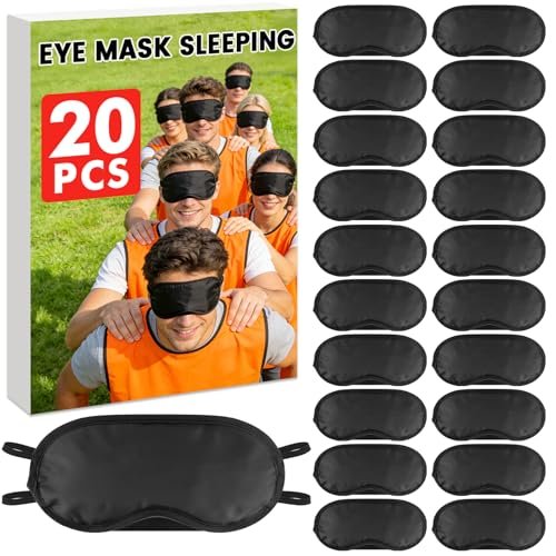 UGODAR 20 Stück Schlafmasken Set - Lichtdicht mit Nasensteg & verstellbarem Band, Bequeme Atmungsaktive Partygeschenke für Teambuilding Reisen, Schwarze Augenabdeckung für Frauen Männer