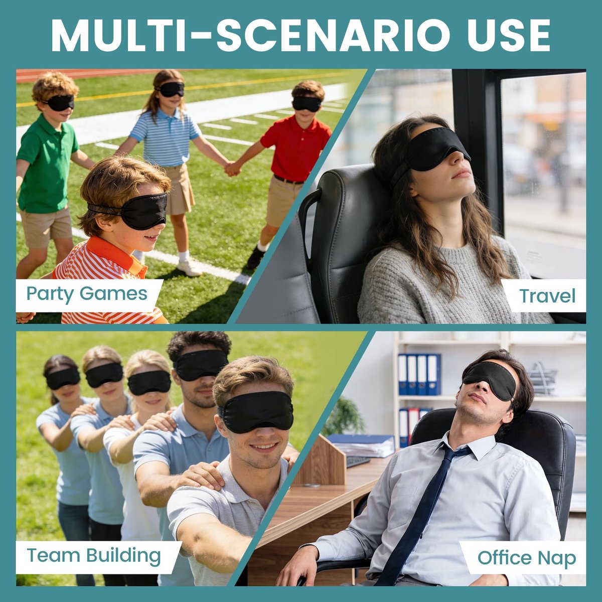 UGODAR 20 Stück Schlafmasken Set - Lichtdicht mit Nasensteg & verstellbarem Band, Bequeme Atmungsaktive Partygeschenke für Teambuilding Reisen, Schwarze Augenabdeckung für Frauen Männer