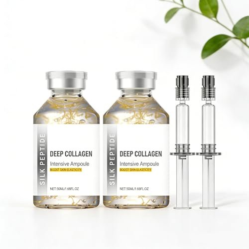 2er-Pack Tiefenwirksames Kollagen Serum mit Seidenpeptiden, intensive Feuchtigkeitspflege & festigende Gesichtsessenz, sichtbare Fülle und Verbesserung feiner Linien, 50 ml