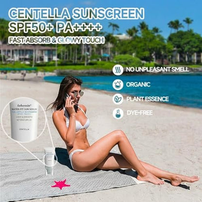 Centella Sonnenschutz SPF50+ PA++++, Lang anhaltender Schutz & Water-Fit Sonnenserum, Madagaskar Centella Sonnenschutz für alle Hauttypen und UV-Abwehr, Pflegend, Feuchtigkeitsspendend 50 ml