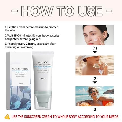 Centella Sonnenschutz SPF50+ PA++++, Lang anhaltender Schutz & Water-Fit Sonnenserum, Madagaskar Centella Sonnenschutz für alle Hauttypen und UV-Abwehr, Pflegend, Feuchtigkeitsspendend 50 ml