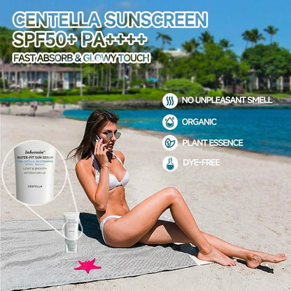 Centella Sonnenschutz SPF50+ PA++++, Lang anhaltender Schutz & Water-Fit Sonnenserum, Madagaskar Centella Sonnenschutz für alle Hauttypen und UV-Abwehr, Pflegend, Feuchtigkeitsspendend 50 ml