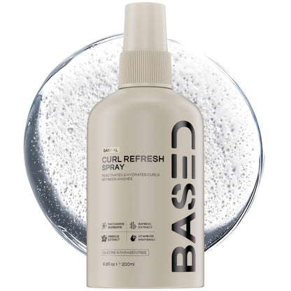 BASED Curl Refresh Spray – Locken sofort auffrischen & definieren ohne Rückstände – Leichte, feuchtigkeitsspendende Formel mit Bambus- & Hibiskusextrakt – Ungiftig, parabenfrei (200 ml, 1er-Pack)