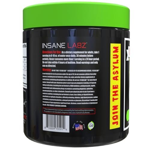 Insane Labz Psycho Sam Hochstimulierendes Pre-Workout Pulver, 30 Portionen (1 Packung), Traube