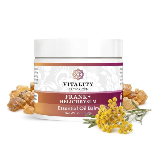 Vitality Extracts Frank+ Helichrysum Balsam – 2 oz, Frankincense Boswellia Serrata, Helichrysum Gymnocephalum, Natürliche Linderung, Hautberuhigung, Bienenwachs