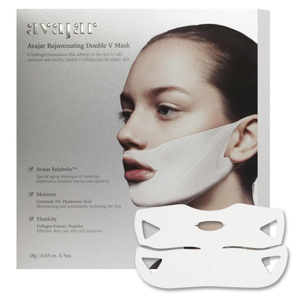 AVAJAR Kinn-Lifting-Maske – Premium V-Line Lifting-Maske mit Anti-Aging-Collagen, Hyaluronsäure und Centella Asiatica für eine definierte Kieferpartie (5 Stück)