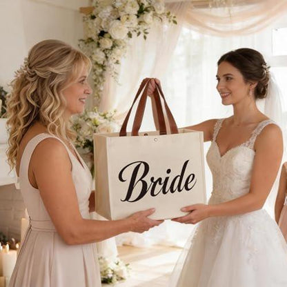 Lukeline Brautgeschenk-Tasche, 3er-Set Brautgeschenke für Frauen, Canvas-Tragetasche mit Kosmetiktasche für Hochzeit, Brautparty, Verlobung