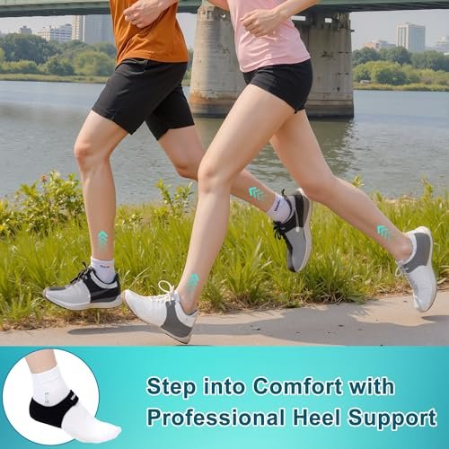 VEACAN Fersensporn-Protectoren, Fersenkissen für Schmerzlinderung & Achillessehnen-Unterstützung, Fersenpolster-Einlagen für Gehen, Sport, Yoga, Zuhause (W 9.5-13/M 8.5-14)