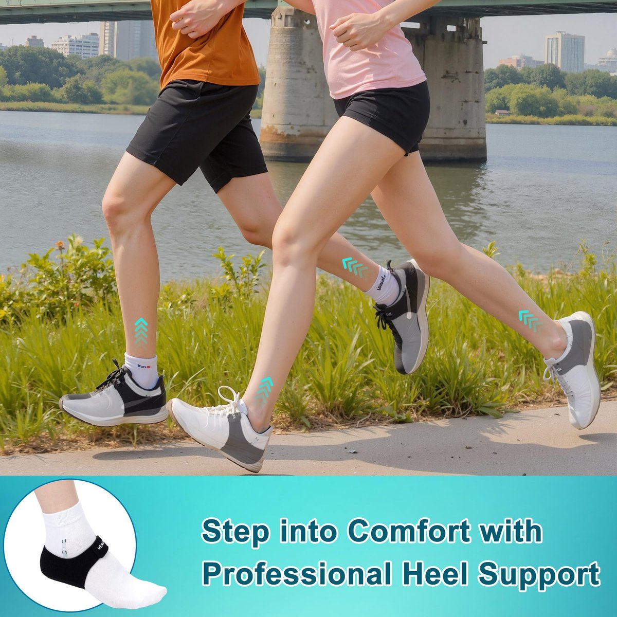 VEACAN Fersensporn-Protectoren, Fersenkissen für Schmerzlinderung & Achillessehnen-Unterstützung, Fersenpolster-Einlagen für Gehen, Sport, Yoga, Zuhause (W 9.5-13/M 8.5-14)