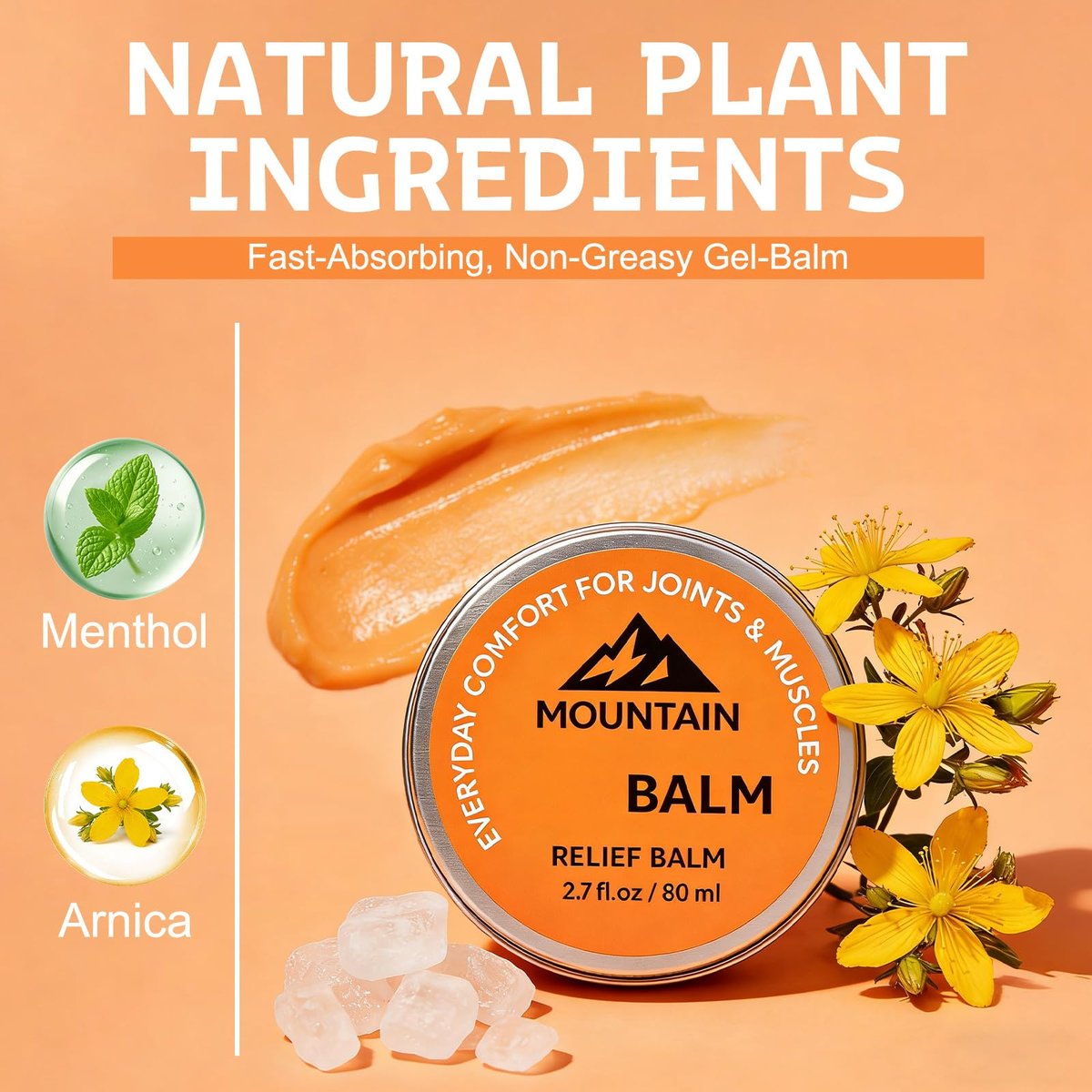 SQZRAN 2er-Pack Mountain Balm – Beruhigende Massagecreme für Knie, Füße, Rücken & Gelenke, schnell einziehend, nicht fettend, 2 x 80 ml