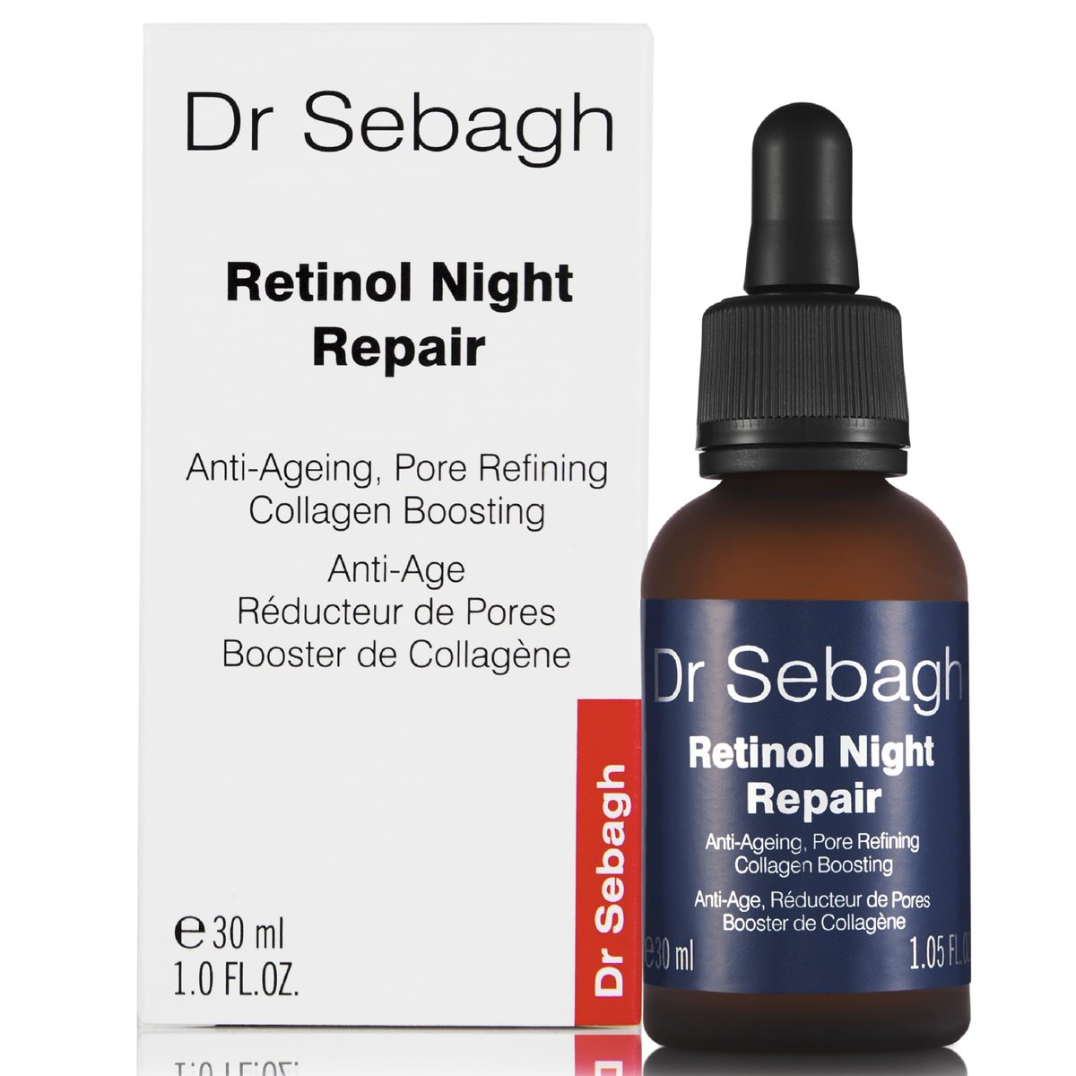 Dr Sebagh Retinol Night Repair – Hochwirksames Retinol-Serum für das Gesicht mit Vitamin E, Hagebuttenöl und Squalan – Fördert Kollagen und hellt die Haut auf