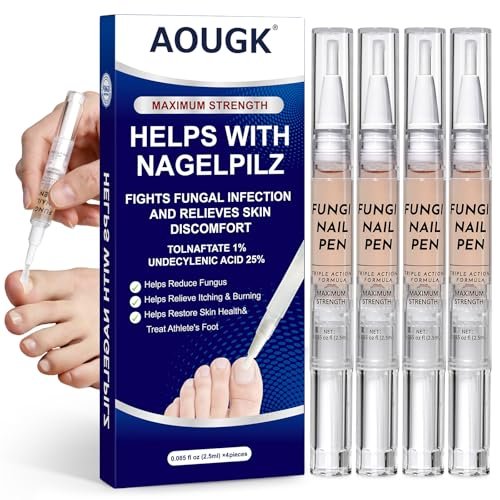 Nagelpilz Stift – 25 % Undecylensäure – Effektive Nagelreparatur für beschädigte Nägel, eingewachsene Nägel & Verfärbungen – 4er-Pack Drehstift