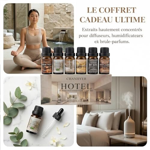 Hotel Collection Duftöl-Set für Diffuser – 6x10ml Luxuriöse Aromaöle mit Lavendel, Jasmin, Pfefferminze, Weißer Tee, Zitrusglück, My Way, Hotellobby – Geschenk für Frauen und Männer