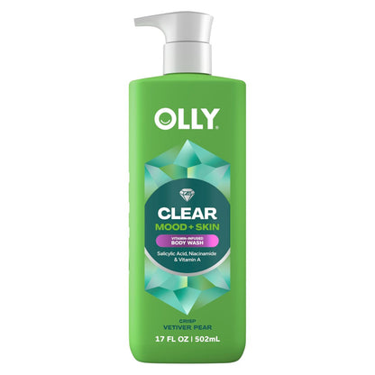 OLLY Body Wash Clear Mood + Skin – Salicylsäure, Niacinamid & Vitamin A für glattere Haut, 17 Fl Oz