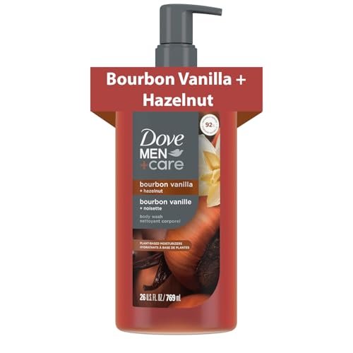 DOVE MEN + CARE Bourbon Vanilla + Haselnuss Feuchtigkeitsspendendes Duschgel | #1 Dermatologen Duschgel für Männer, Sulfatfrei, Parabenfrei, Farbstofffrei | 26 oz