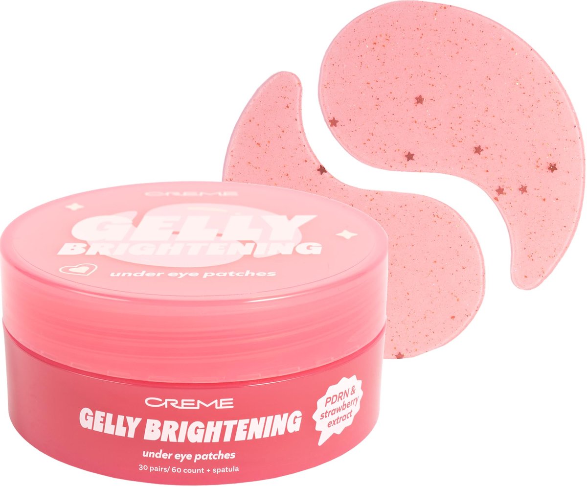 The Crème Shop Gelly Brightening Under Eye Patches – Hydrogel Augenmasken mit PDRN & Erdbeerextrakt, feuchtigkeitsspendend und abschwellend, Koreanische Hautpflege, 60 Stück (30 Paare)