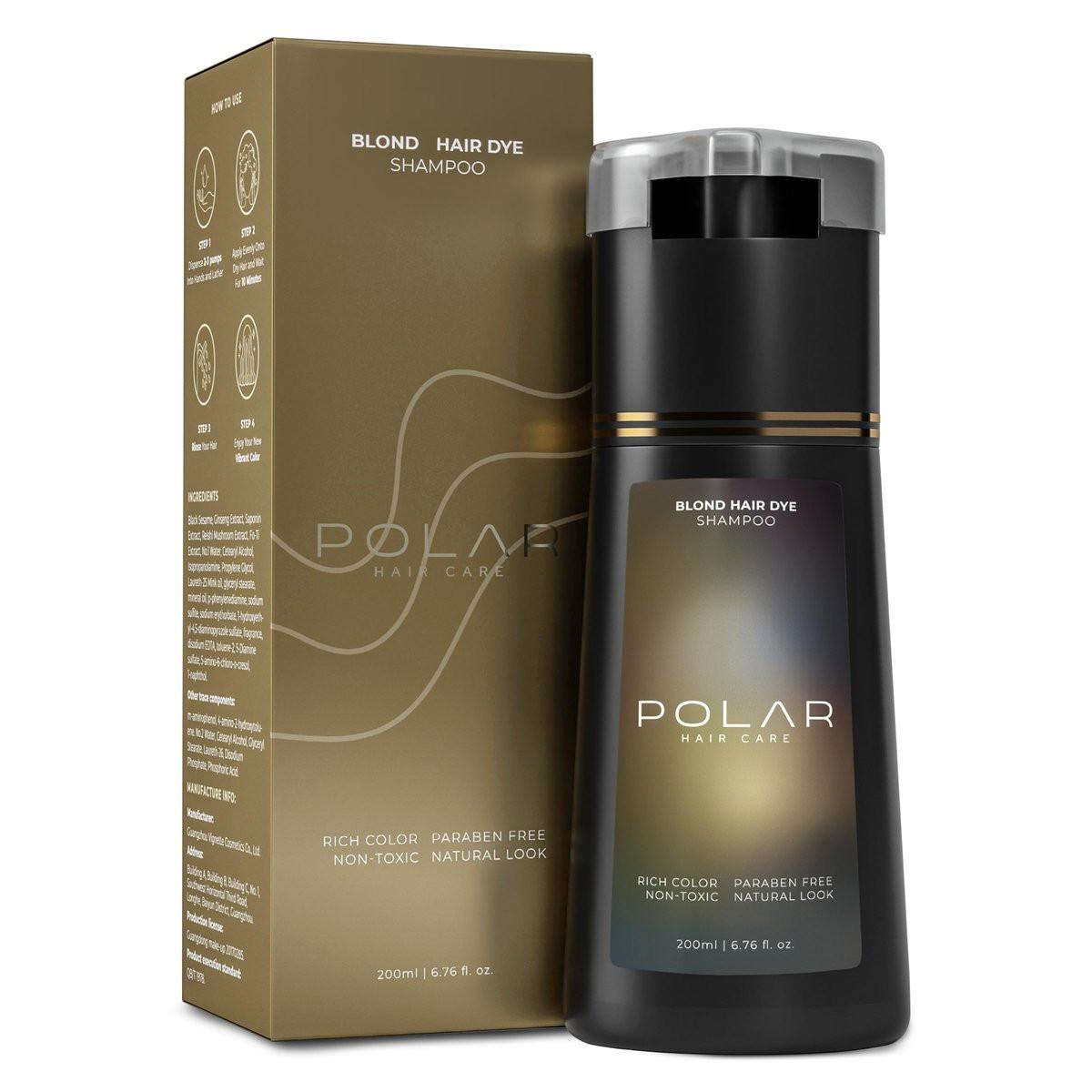 POLAR HAIR CARE Blonde Coloring Shampoo für graues Haar – Natürliches, semi-permanentes Haarfärbemittel für Damen und Herren, vegan und ammoniakfrei