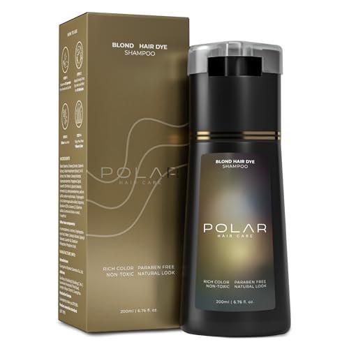 POLAR HAIR CARE Blonde Coloring Shampoo für graues Haar – Natürliches, semi-permanentes Haarfärbemittel für Damen und Herren, vegan und ammoniakfrei