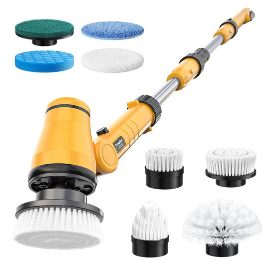 Elektrischer Spinschrubber kompatibel mit DeWalt 20V Akku, kabellose Reinigungsbürste mit 4-stufigem Griff, 8 Bürstenköpfen – nur Werkzeug