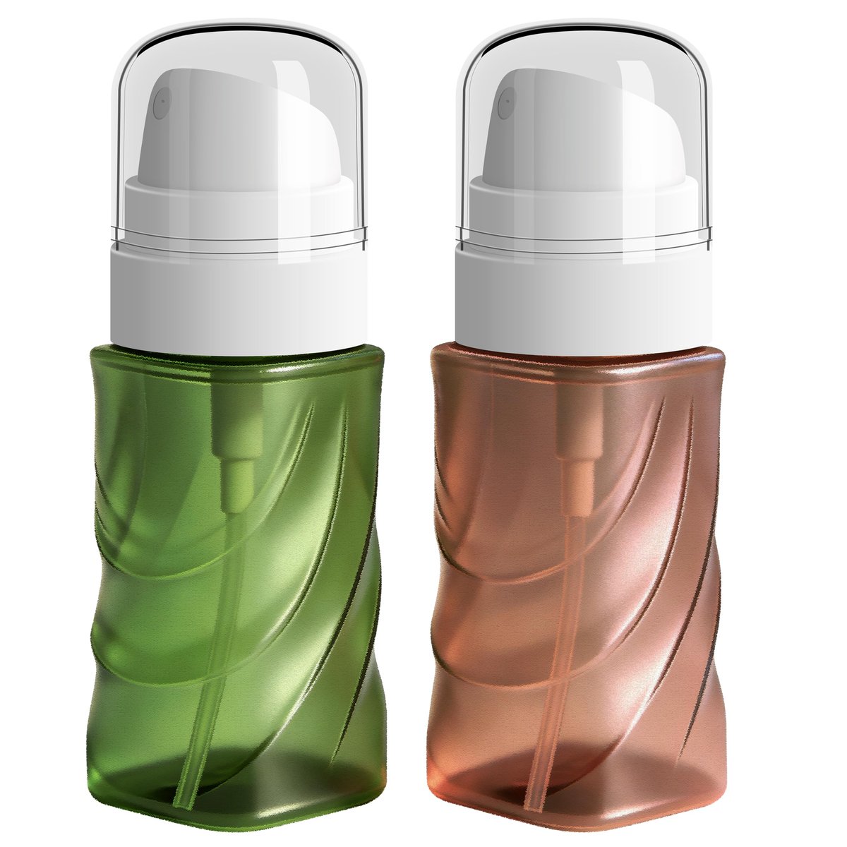 RNOAFMU 2er-Pack kleine Sprühflasche 60ml, Reisegröße Mini Feinsprühflasche, auslaufsicher & nachfüllbar, leere Sprühflasche für Haare, Gesicht, Pflanzen und Reinigung