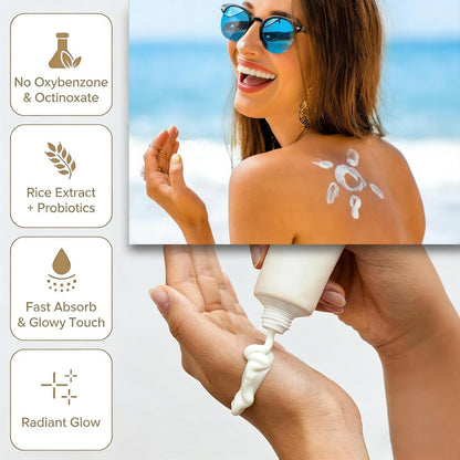 Relief Sun Bio-Sonnenschutz SPF50+ PA+++ mit Reis und Probiotika – Koreanische Hautpflege für alle Hauttypen, nährende Hautschutzcreme 30 ml