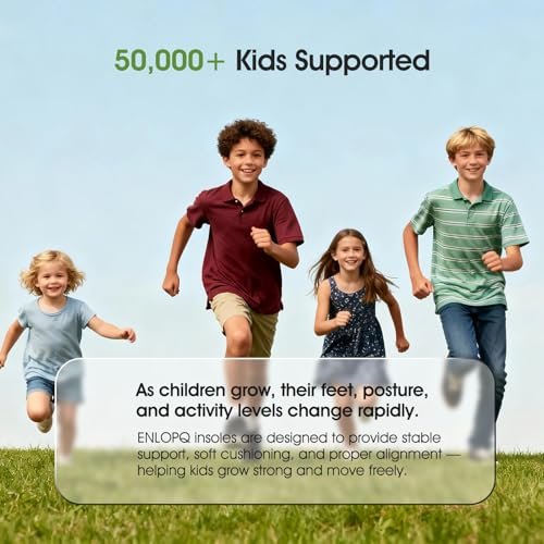 4D Cloud-Soft Komfort-Einlegesohlen für Kinder und Jugendliche – Memory-Schaum mit Stoßdämpfung – Zuschneidbare Fußgewölbestützen für gesunde Entwicklung wachsender Füße (US Jugend 6.5Y–7Y/255mm)