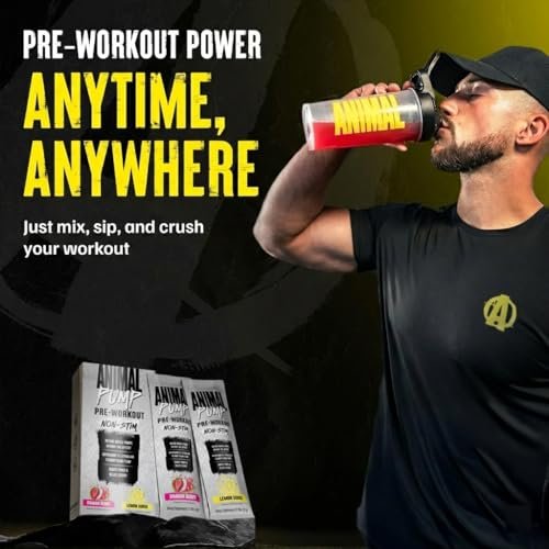 Animal Pump NS Stim-freies Pre-Workout Pulver - Koffeinfreier Booster für Energie, Fokus und Muskelaufbau mit Beta-Alanin, Citrullin, Nitrosigine, Dragon Berry (3) und Lemon Surge (2), 5 Stick-Packs