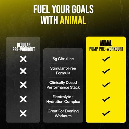 Animal Pump NS Stim-freies Pre-Workout Pulver - Koffeinfreier Booster für Energie, Fokus und Muskelaufbau mit Beta-Alanin, Citrullin, Nitrosigine, Dragon Berry (3) und Lemon Surge (2), 5 Stick-Packs
