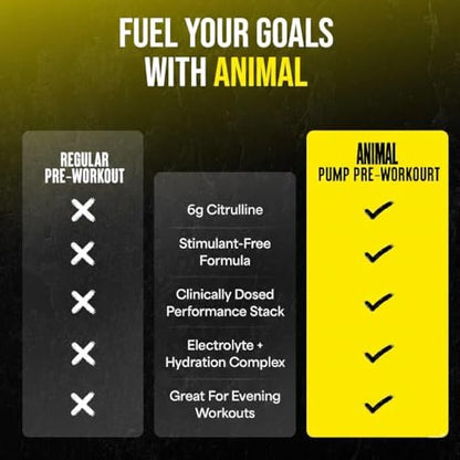 Animal Pump NS Stim-freies Pre-Workout Pulver - Koffeinfreier Booster für Energie, Fokus und Muskelaufbau mit Beta-Alanin, Citrullin, Nitrosigine, Dragon Berry (3) und Lemon Surge (2), 5 Stick-Packs