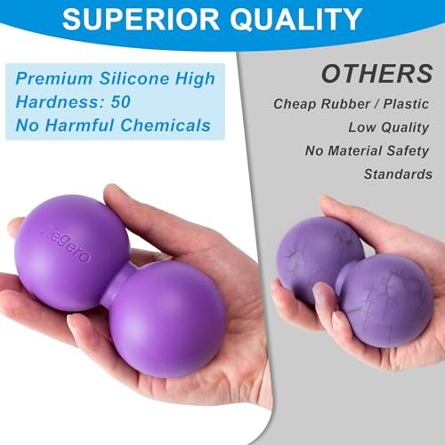 Aegero Erdnuss-Massageball – Doppelter Lacrosse-Massageball für myofasziale Entspannung, Triggerpunkt-Therapie, Muskelknoten und Akupressur (Schwarz, fest)