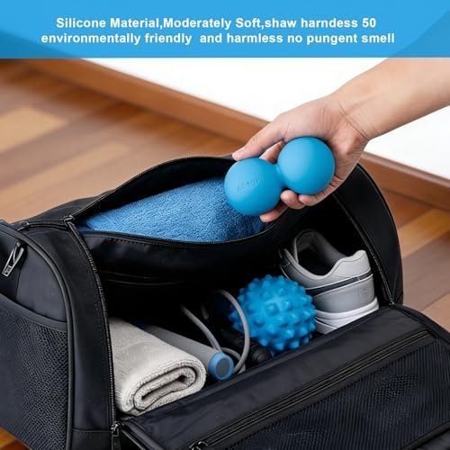 Aegero Erdnuss-Massageball – Doppelter Lacrosse-Massageball für myofasziale Entspannung, Triggerpunkt-Therapie, Muskelknoten und Akupressur (Schwarz, fest)