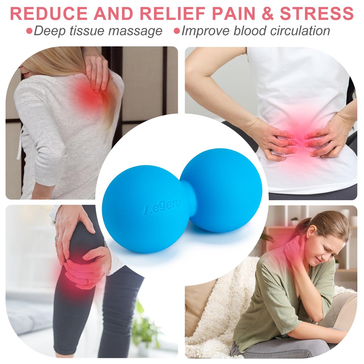 Aegero Erdnuss-Massageball – Doppelter Lacrosse-Massageball für myofasziale Entspannung, Triggerpunkt-Therapie, Muskelknoten und Akupressur (Schwarz, fest)