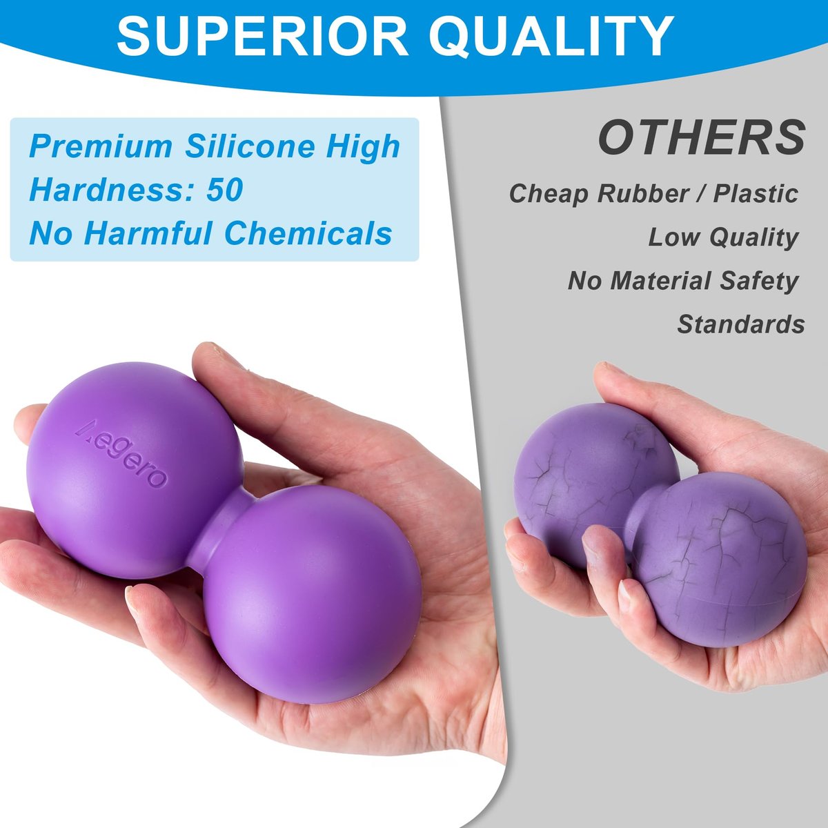 Aegero Erdnuss-Massageball – Doppelter Lacrosse-Massageball für myofasziale Entspannung, Triggerpunkt-Therapie, Muskelknoten und Akupressur (Schwarz, fest)