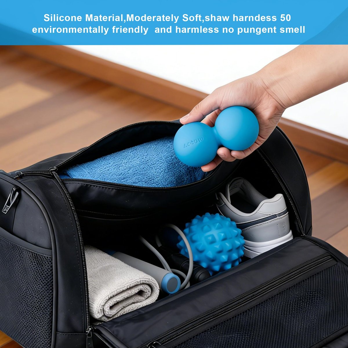 Aegero Erdnuss-Massageball – Doppelter Lacrosse-Massageball für myofasziale Entspannung, Triggerpunkt-Therapie, Muskelknoten und Akupressur (Schwarz, fest)