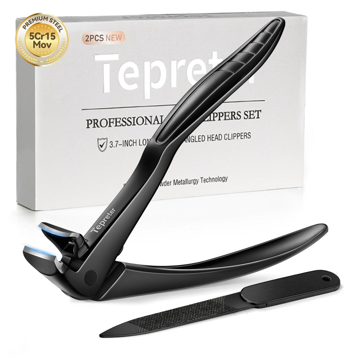 Ergonomischer Nagelknipser für Senioren – Langer Griff, abgewinkelter Kopf, breite Backe für dicke eingewachsene Zehennägel – Edelstahl-Zehennagelknipser für Männer & Frauen inkl. Nagelfeile – Muttertagsgeschenk