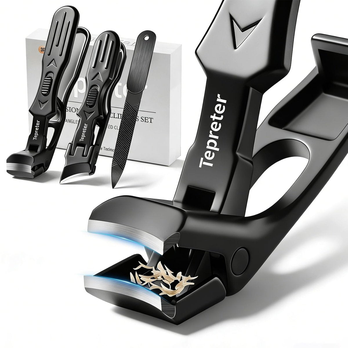 Nagelknipser für dicke Nägel für Senioren, abgewinkelter Kopf, schräge Seitenkante, Zehennagelknipser-Set für Männer mit breiter Maulöffnung und Auffangbehälter, heavy-duty Fingernagelknipser, Muttertagsgeschenk für Mama und Papa