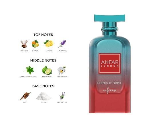 Anfar Midnight Frost Inferno – Midnight Edition – Eau de Parfum für Damen – Amber-Holz-Duft – Eröffnet mit Noten von Geranie und Tonka – 100 ml