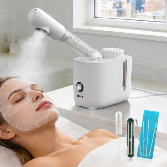 Fulog Gesichts-Dampfer Nano Ionen Gesichtsdampfer mit 360° drehbarem Arm, Kosmetik-Gesichtsdampfer für die Tiefenreinigung, Tragbares Spa-Gesichtsgerät für Zuhause und Salon