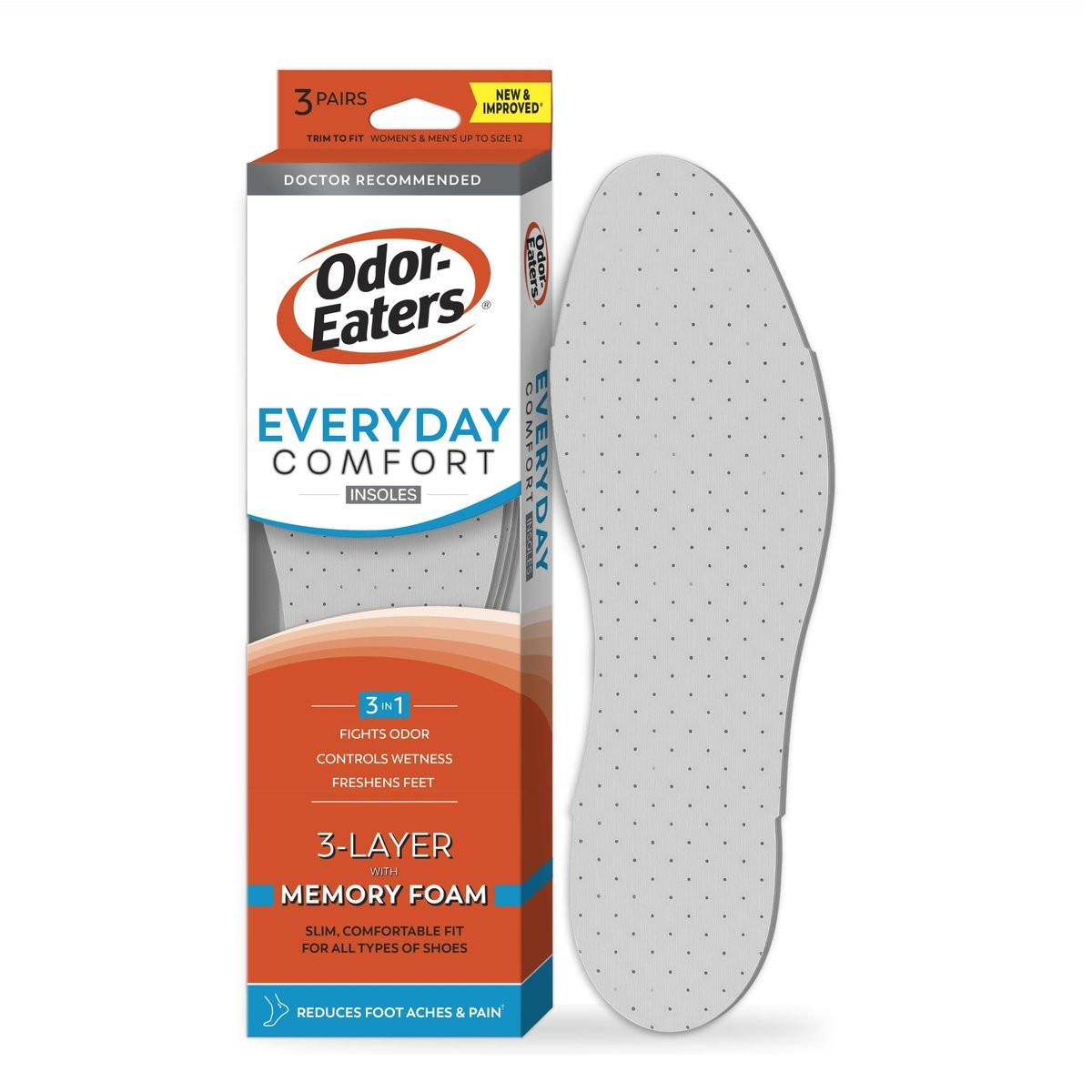 Odor-Eaters Everyday Comfort Einlegesohlen – 3 Paar, atmungsaktiv & geruchsneutralisierend