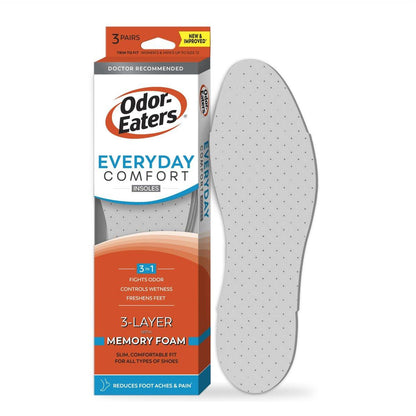 Odor-Eaters Everyday Comfort Einlegesohlen – 3 Paar, atmungsaktiv & geruchsneutralisierend