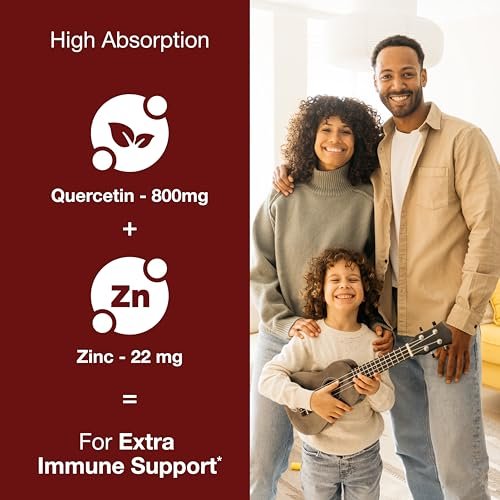 Sandhu's Zink Quercetin 60 Kapseln (1 Pack) | Hochdosiertes Zinkpräparat für Immunsystem und saisonale Allergien | Antioxidative Unterstützung für Männer und Frauen | Leicht zu schlucken