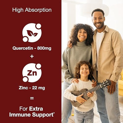 Sandhu's Zink Quercetin 60 Kapseln (1 Pack) | Hochdosiertes Zinkpräparat für Immunsystem und saisonale Allergien | Antioxidative Unterstützung für Männer und Frauen | Leicht zu schlucken