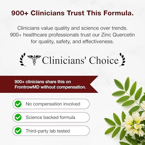 Sandhu's Zink Quercetin 60 Kapseln (1 Pack) | Hochdosiertes Zinkpräparat für Immunsystem und saisonale Allergien | Antioxidative Unterstützung für Männer und Frauen | Leicht zu schlucken