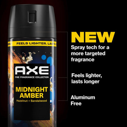 AXE Fine Fragrance Collection Body Spray 3er-Pack Midnight Amber 72h Frische Aluminiumfrei 82 ml
