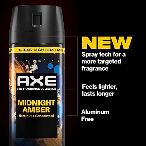 AXE Fine Fragrance Collection Body Spray 3er-Pack Midnight Amber 72h Frische Aluminiumfrei 82 ml