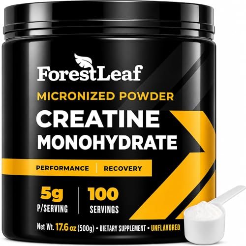 ForestLeaf Micronisiertes Creatin Monohydrat Pulver – Maximieren Sie Muskelwachstum & Kraft – Ungeschmacktes Creatin für Frauen und Männer – 5 g pro Portion – 100 Portionen